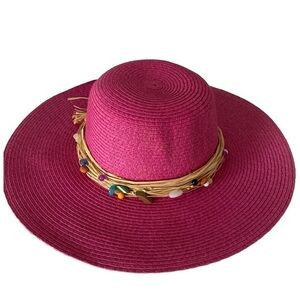 Island Beach Sunhat - OSFM pink , straw , NWT